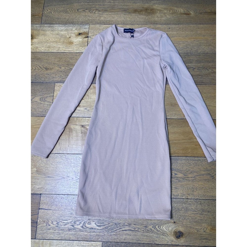 PrettyLittleThing Stone Long Sleeve Bodycon Mini Dress Women's Size 4 - Picture 5 of 6